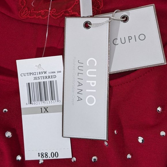 Cupio Women's Shimmery  Red Top Blouse Size 1X NWT - Picture 8 of 9